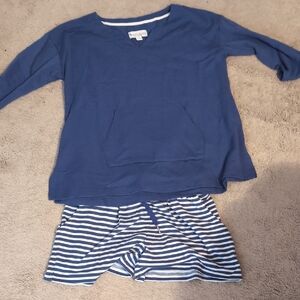 Koolaburra By Ugg Navy Top with Navy & White Striped Shorts Pajama Set